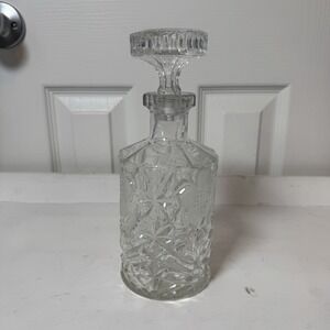 Vintage Pressed Glass Liquor Decanter Daisy Pattern